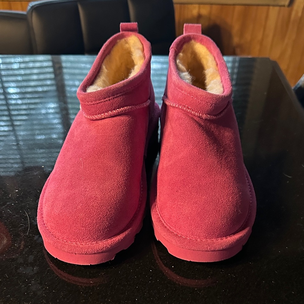 BearPaw Pink Suede Ankle Boots